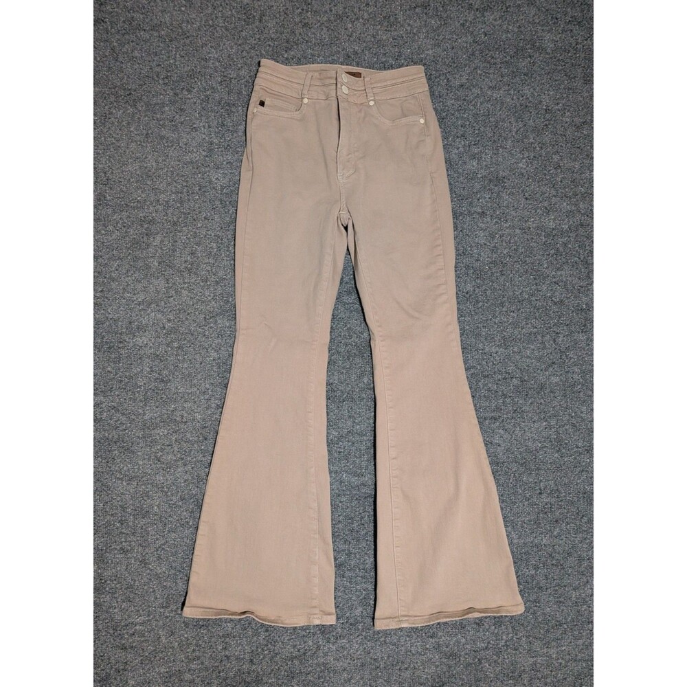 Judy Blue Flare Pants Womens 5/27 Garment Dyed Beige